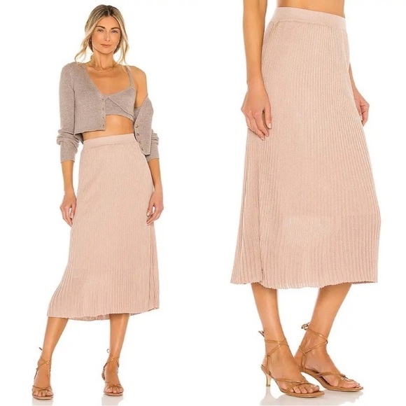 NWT REVOLVE JOHN + JENN Tai Ribbed Knit Nude Skirt Size Small - Picture 1 of 9